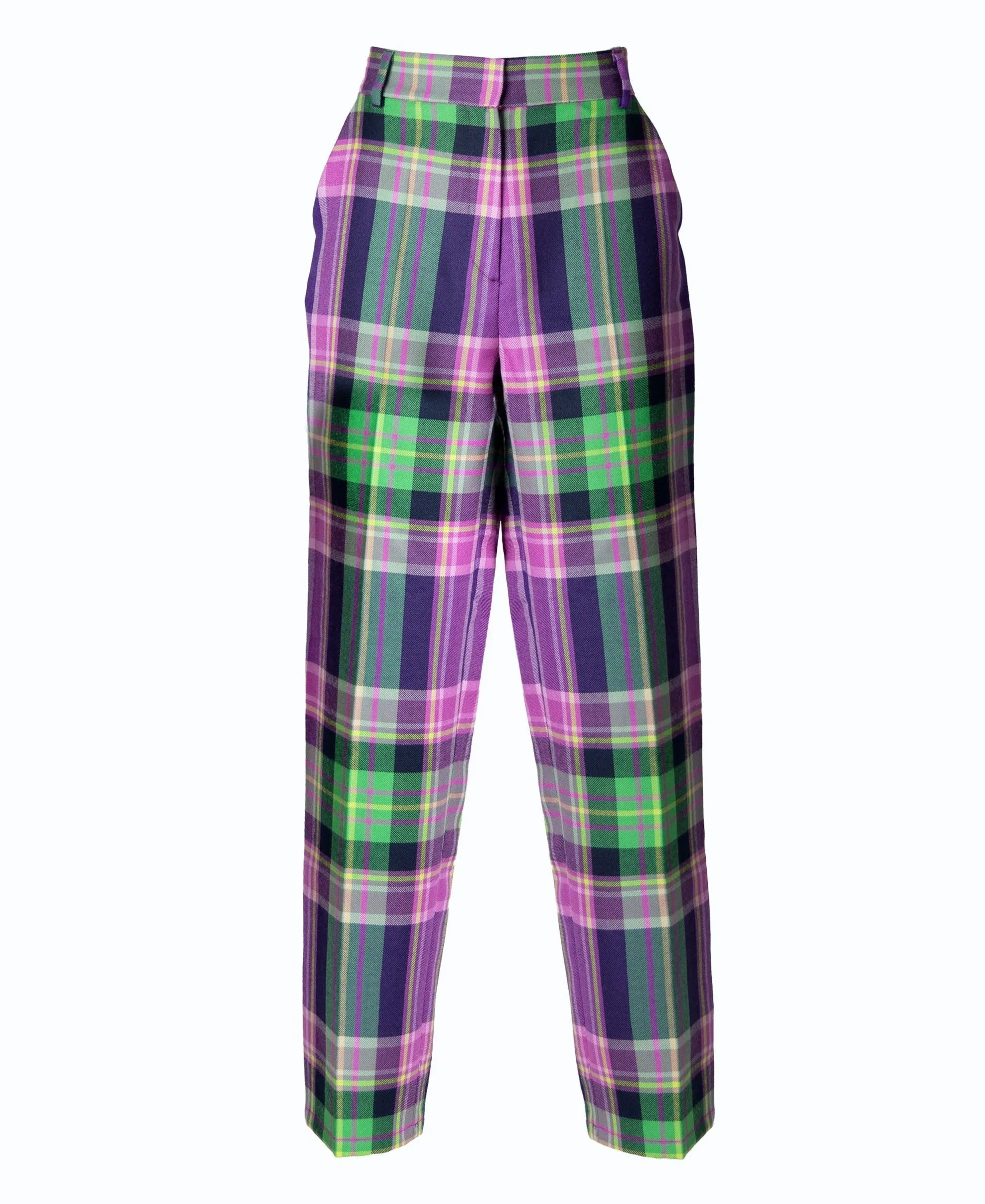 100% WOOL PLAID TROUSERS