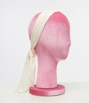 1950s Beige Chiffon Hair Scarf