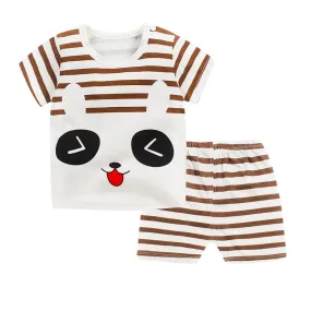 2018 Children's suit new cotton baby short sleeve clothing set summer baby boys and girls body suit cartoon kids clothing set