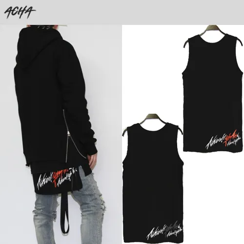 ACHA  |Unisex Sleeveless Street Style Logo Vests & Gillets