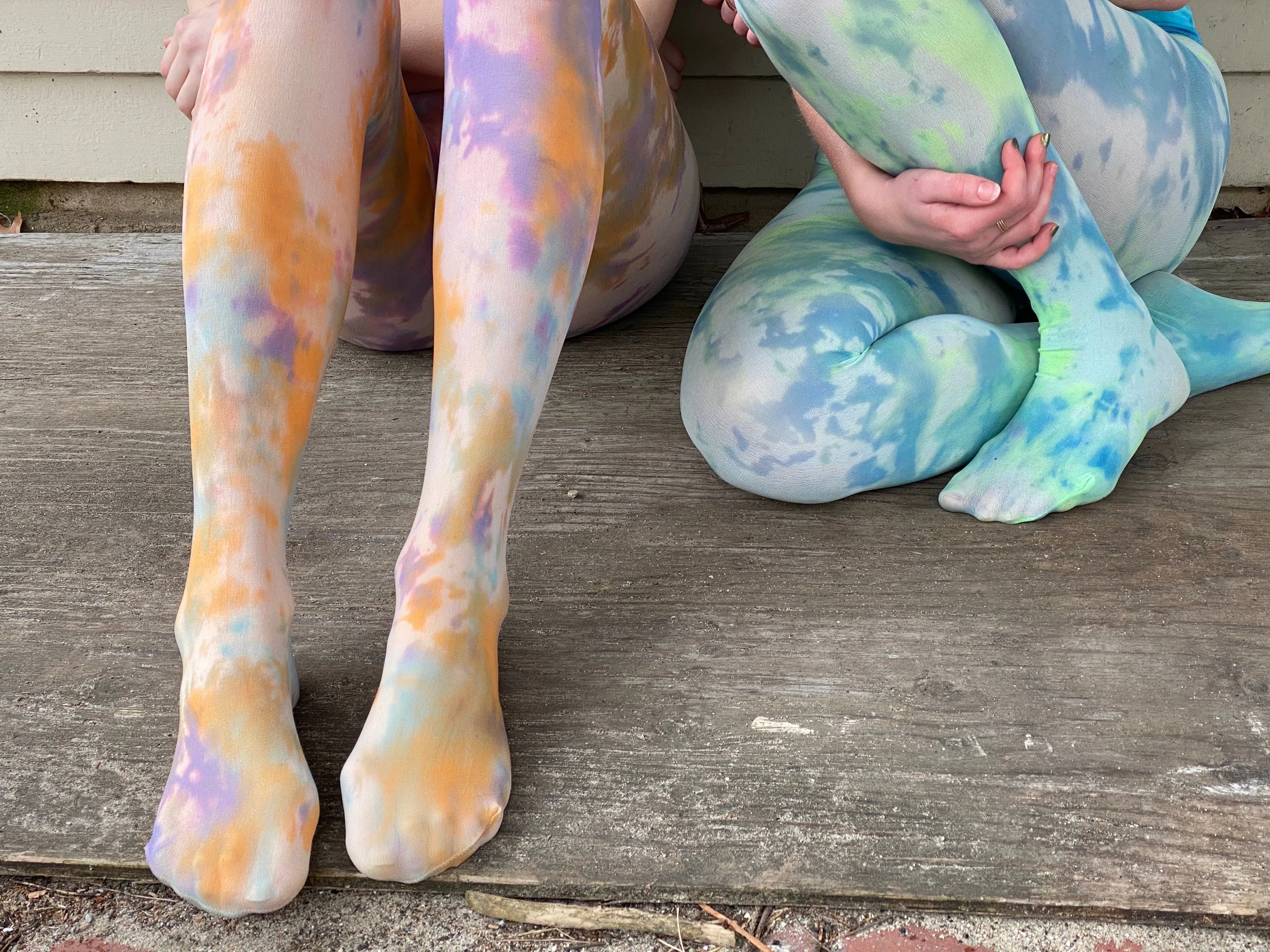 Acid cloud tie dye tights