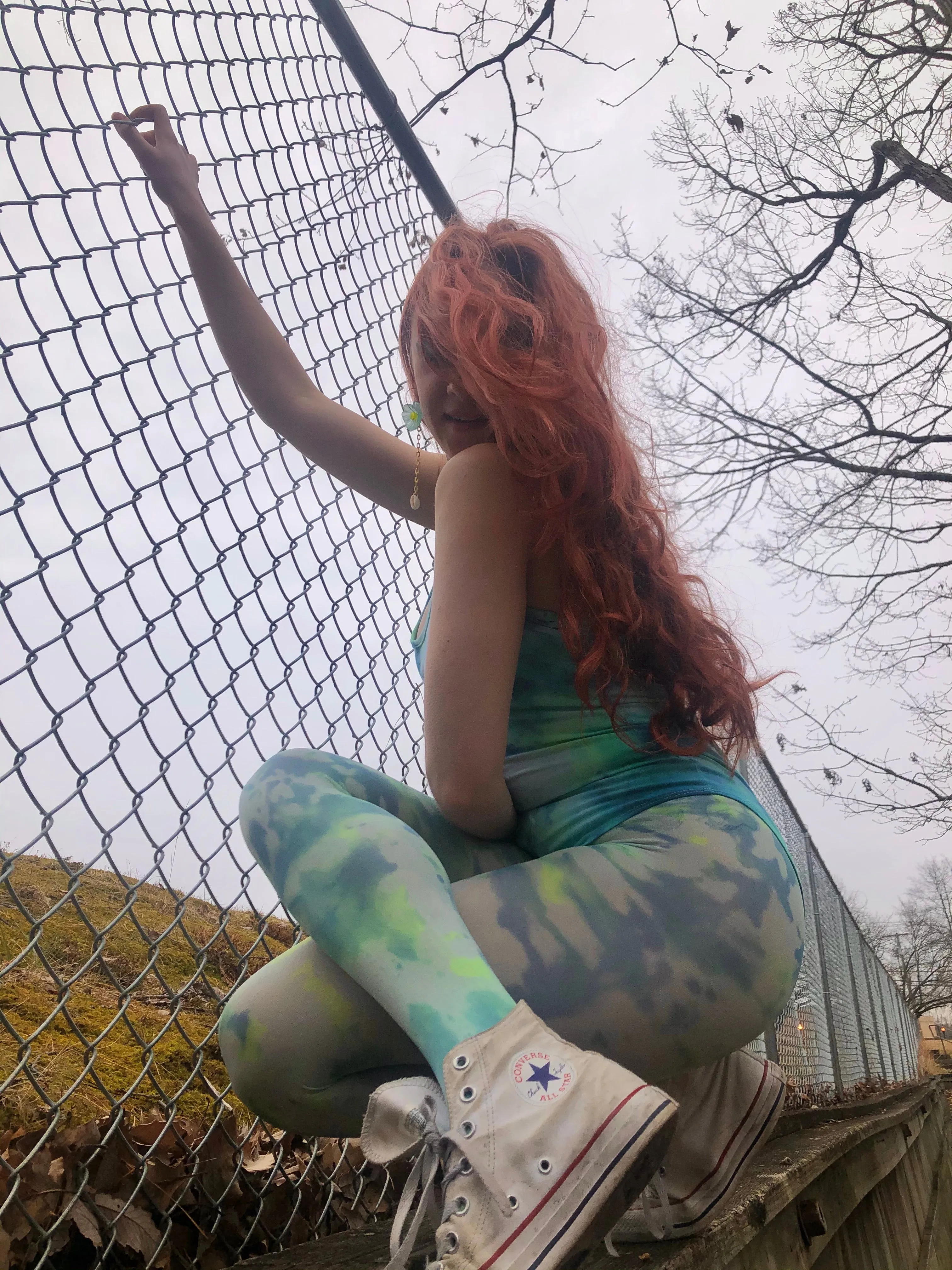 Acid cloud tie dye tights