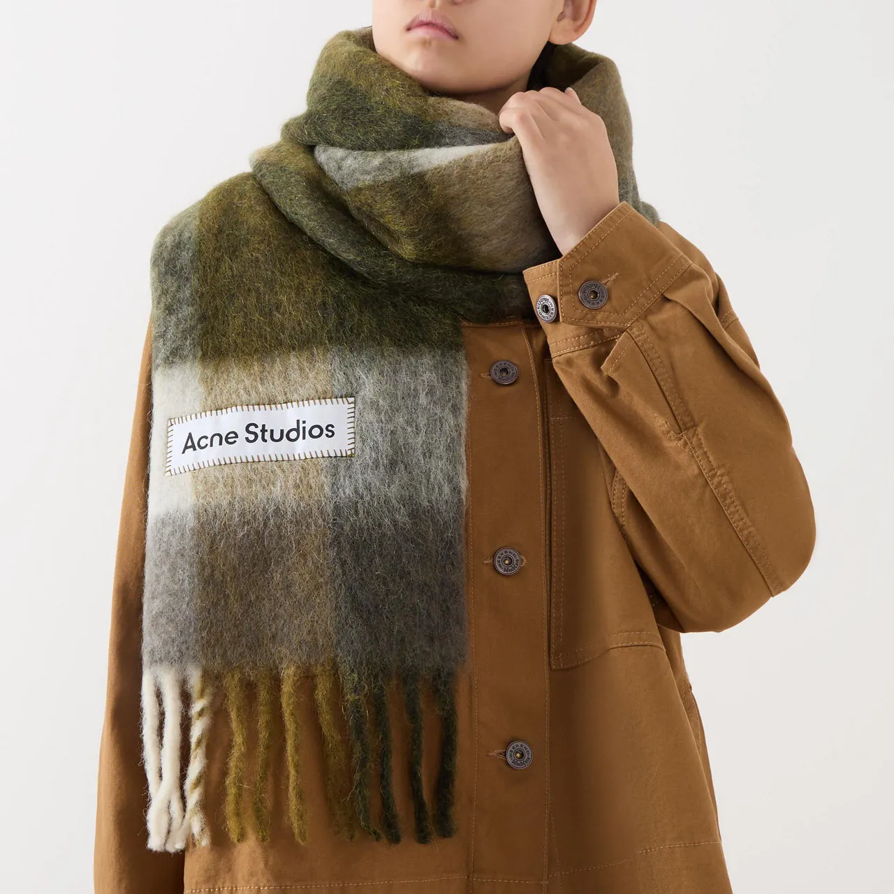 ACNE STUDIOS The Sustainable Edit Vally Check Scarf - TaupeGreenBlack