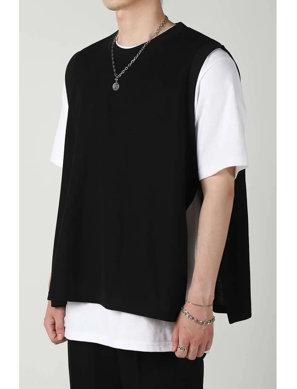 AVANDRESS  |Unisex Street Style Plain Oversized Vests & Gillets