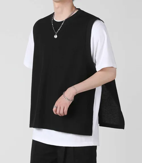 AVANDRESS  |Unisex Street Style Plain Oversized Vests & Gillets