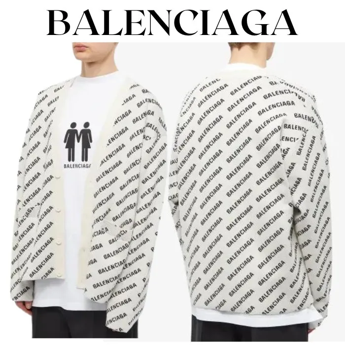 BALENCIAGA  |Button-down Unisex Cotton Logo Luxury Outlet Cardigans