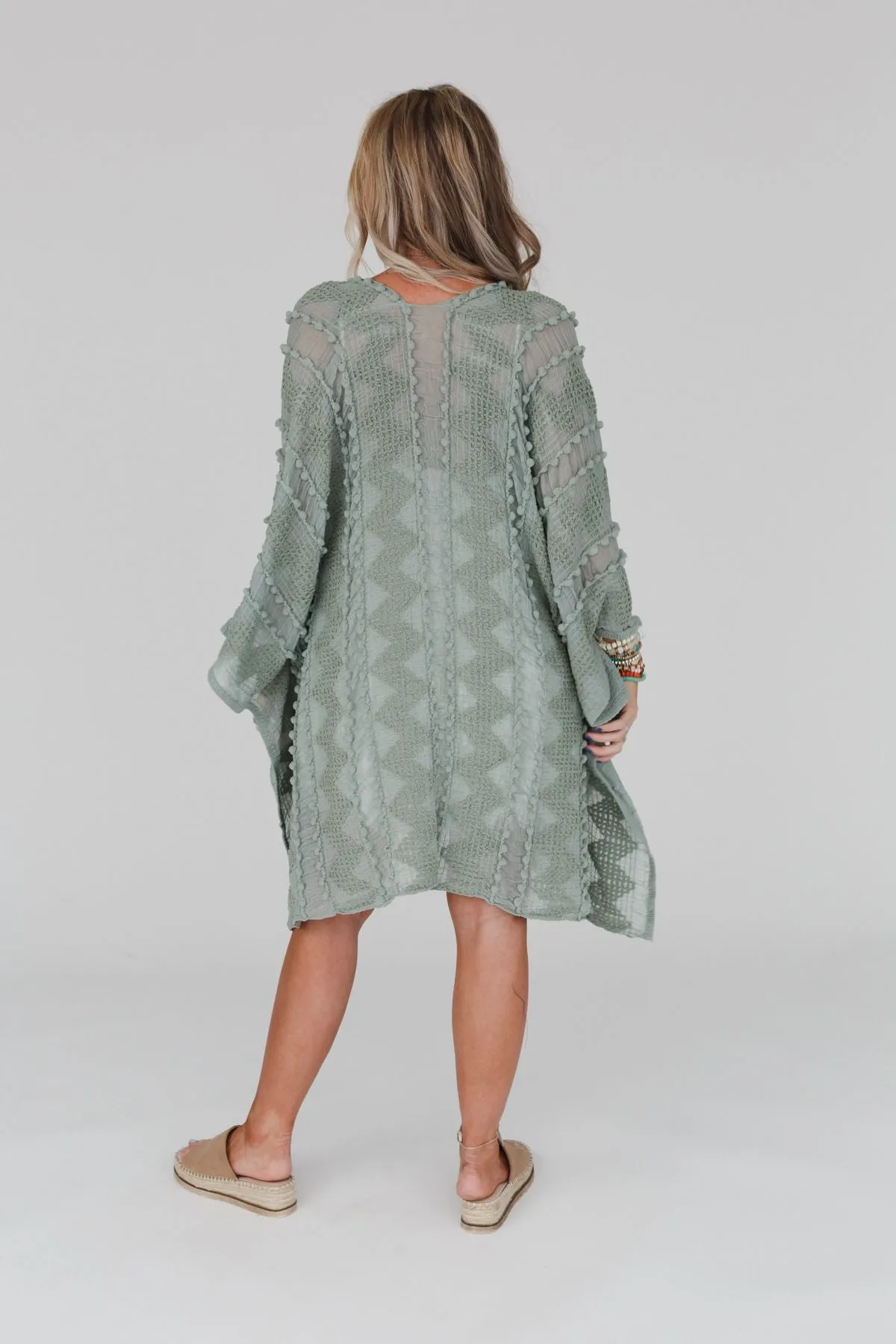 Bali Embroidered Kimono - Sage