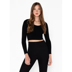 Bamboo L/S Crop Scoop Neck Top