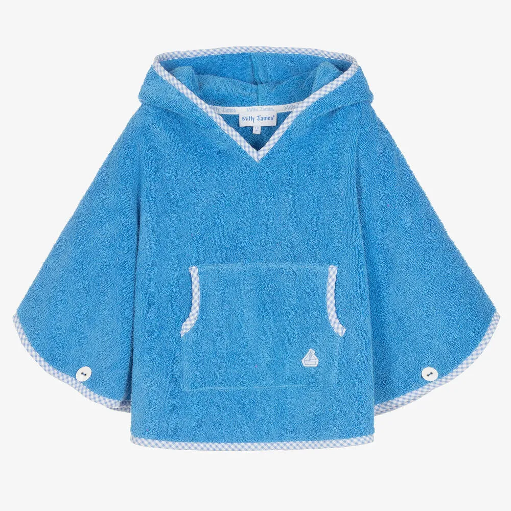 Blue Cotton Towelling Poncho