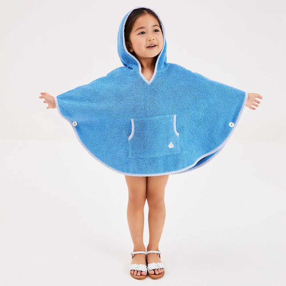 Blue Cotton Towelling Poncho