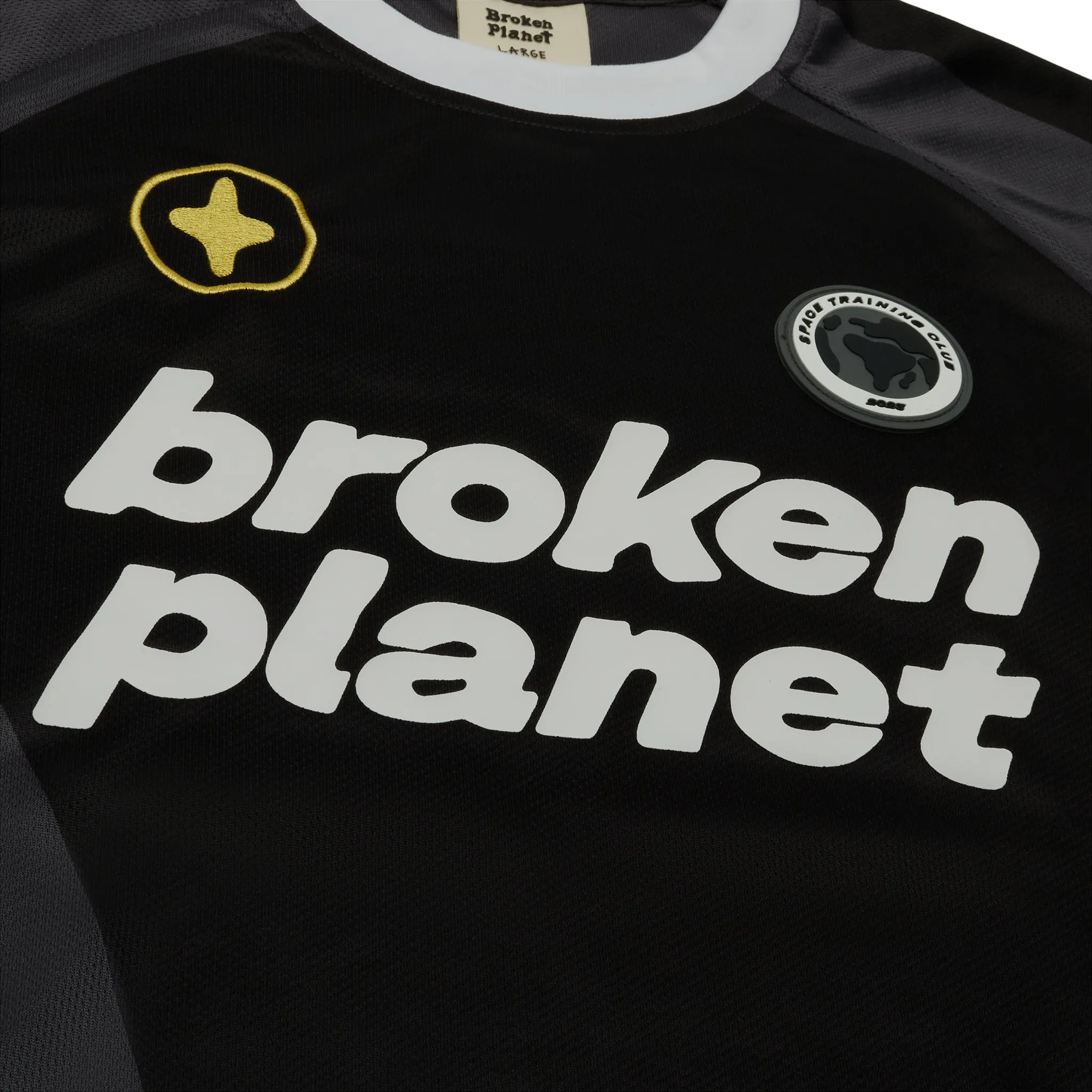 Broken Planet Cosmic Speed Football T Shirt Black Grey