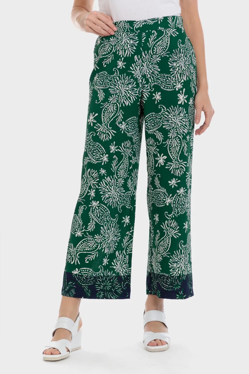 Cashmere Print Trousers - Green