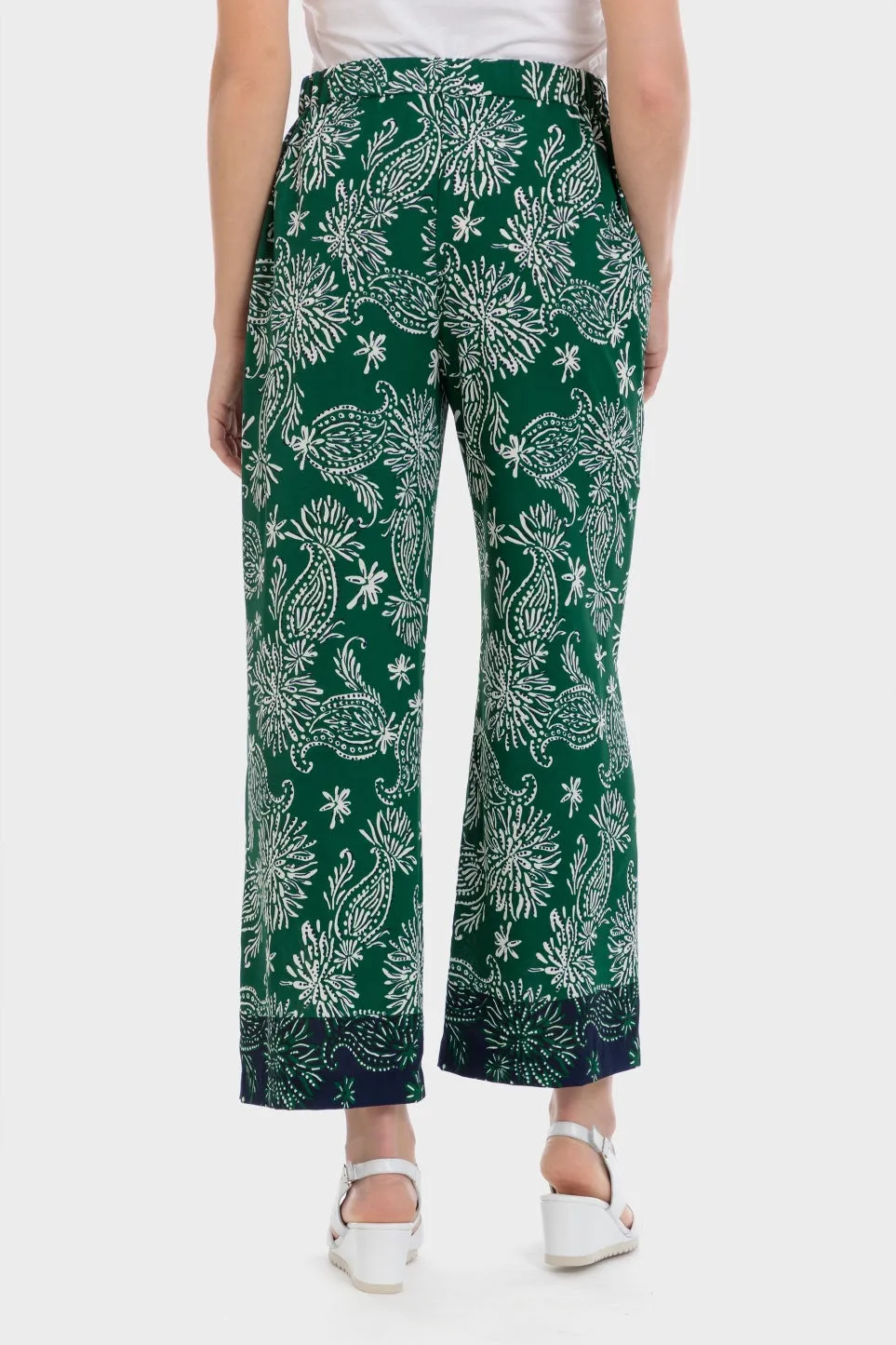 Cashmere Print Trousers - Green