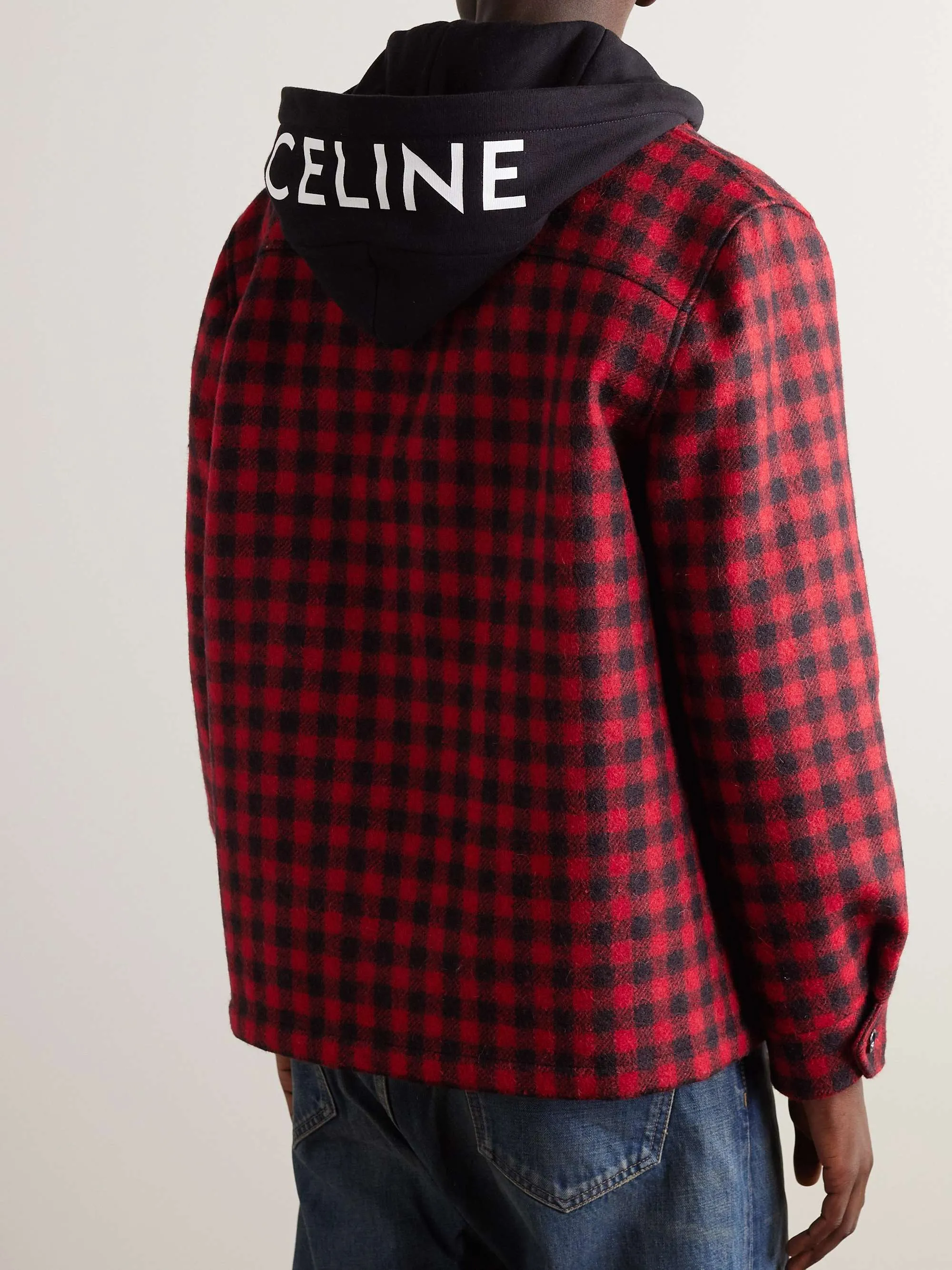 CELINE  |Button-down Tartan Long Sleeves Cotton Logo Luxury Shirts