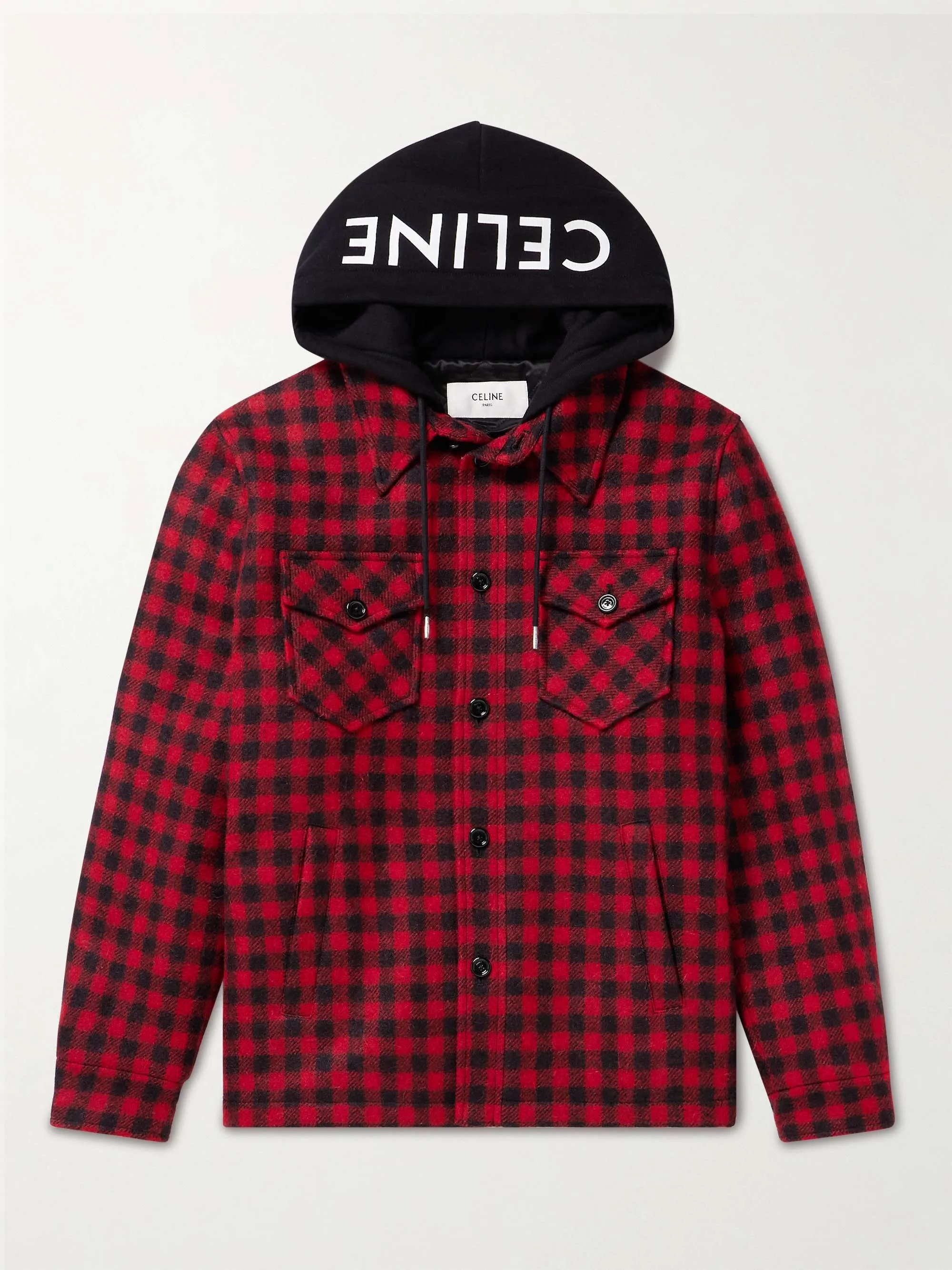 CELINE  |Button-down Tartan Long Sleeves Cotton Logo Luxury Shirts