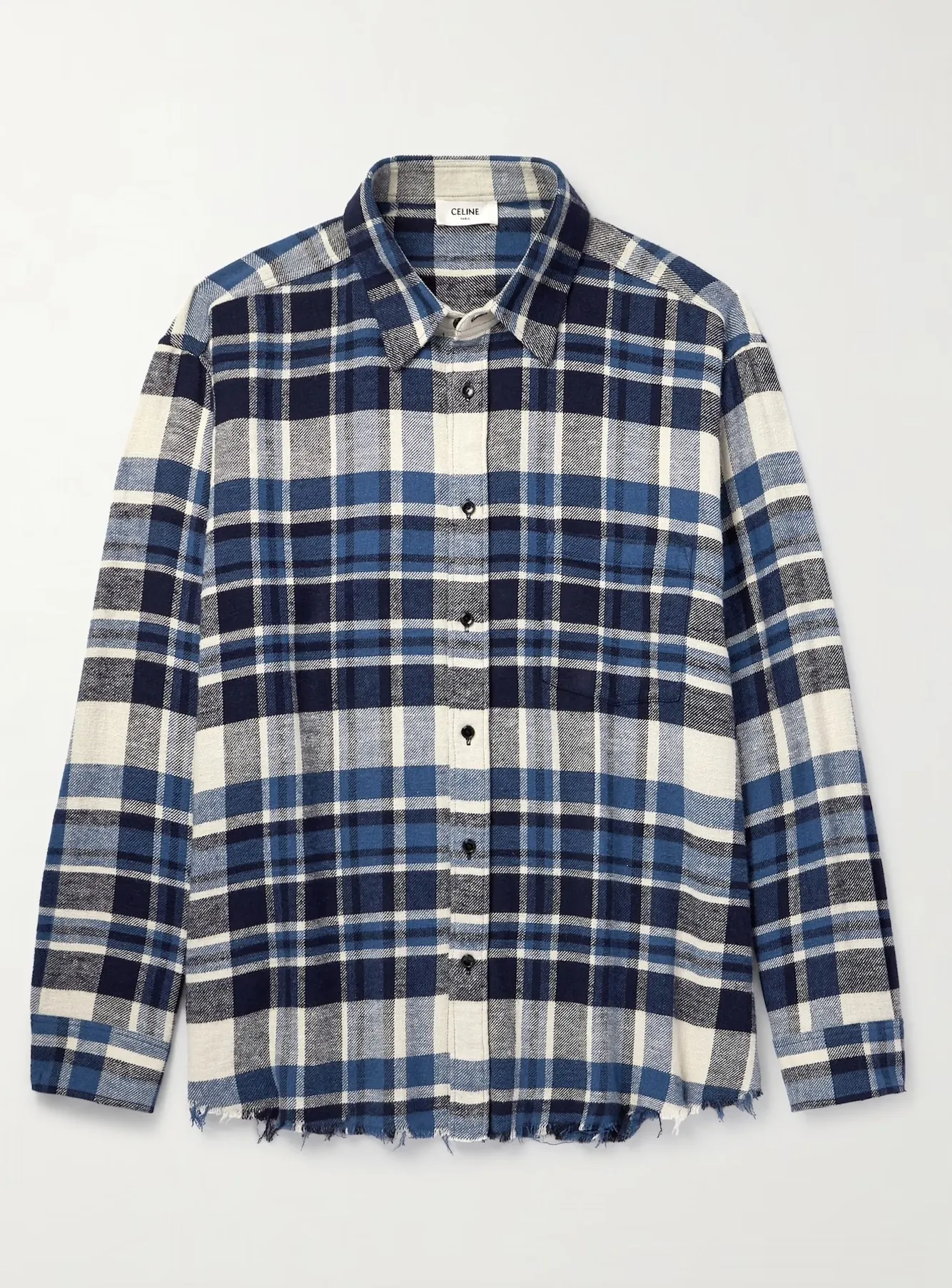 CELINE  |Button-down Tartan Other Plaid Patterns Long Sleeves Cotton