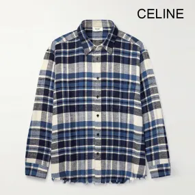 CELINE  |Button-down Tartan Other Plaid Patterns Long Sleeves Cotton