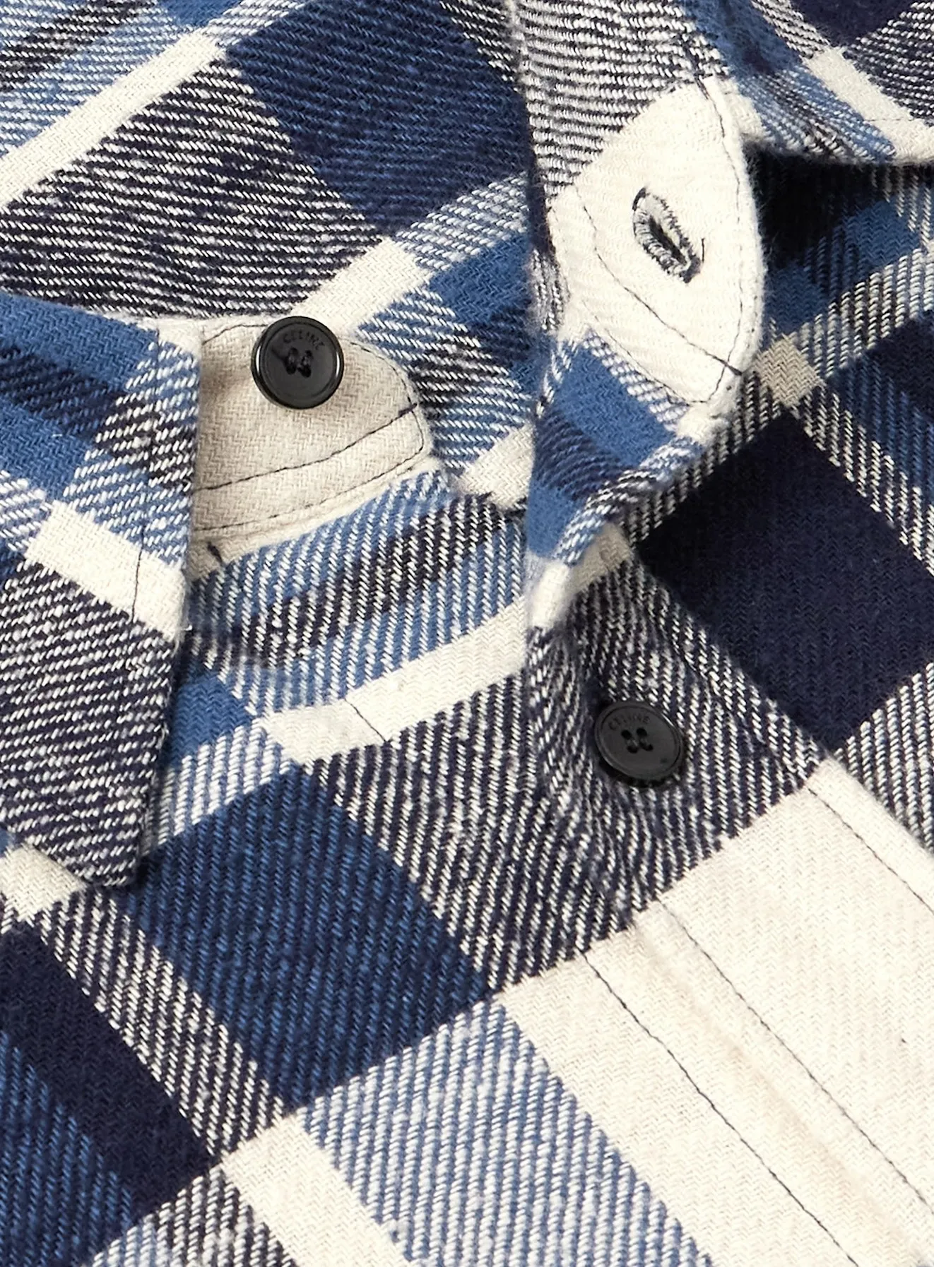 CELINE  |Button-down Tartan Other Plaid Patterns Long Sleeves Cotton