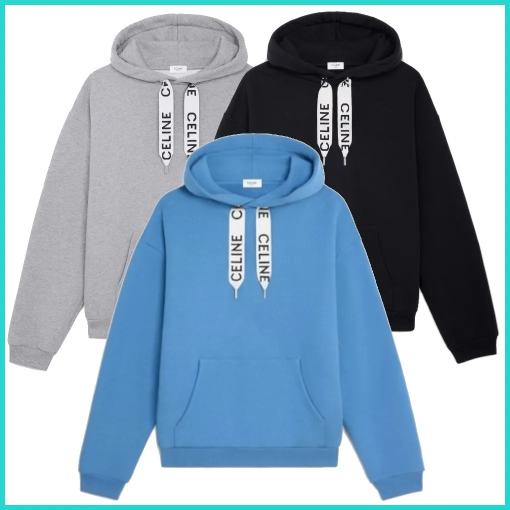 CELINE  |Loose hooded sweatshirt in cotton fleece