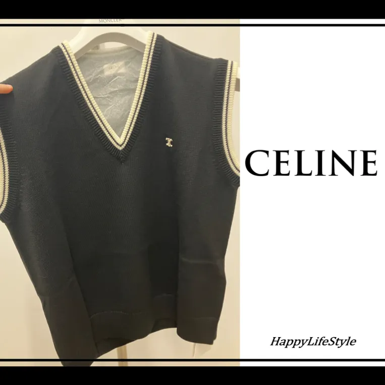 CELINE  |Wool Bi-color Plain Oversized Logo Luxury Vests & Gillets