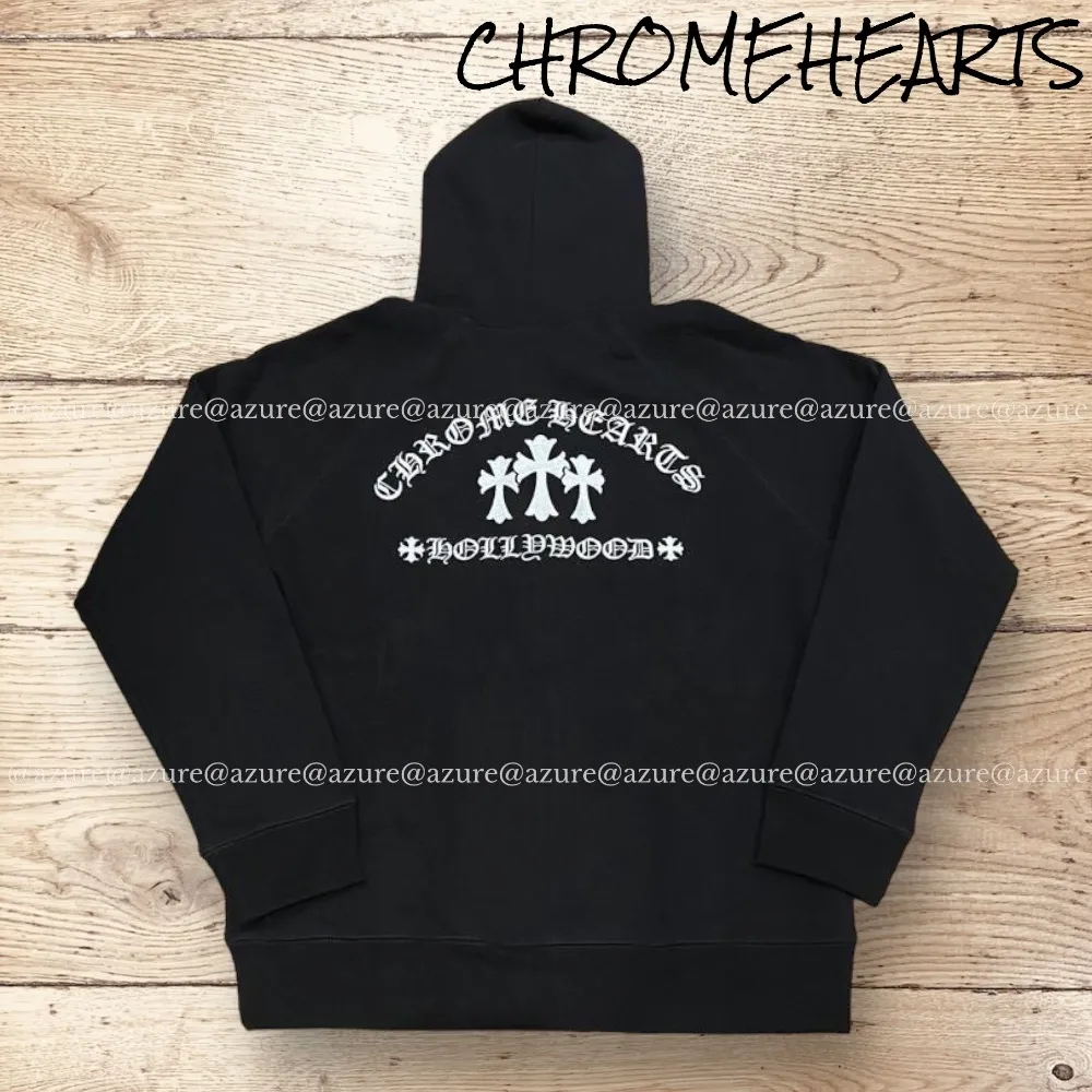 CHROME HEARTS  |Street Style Long Sleeves Plain Logo Hoodies