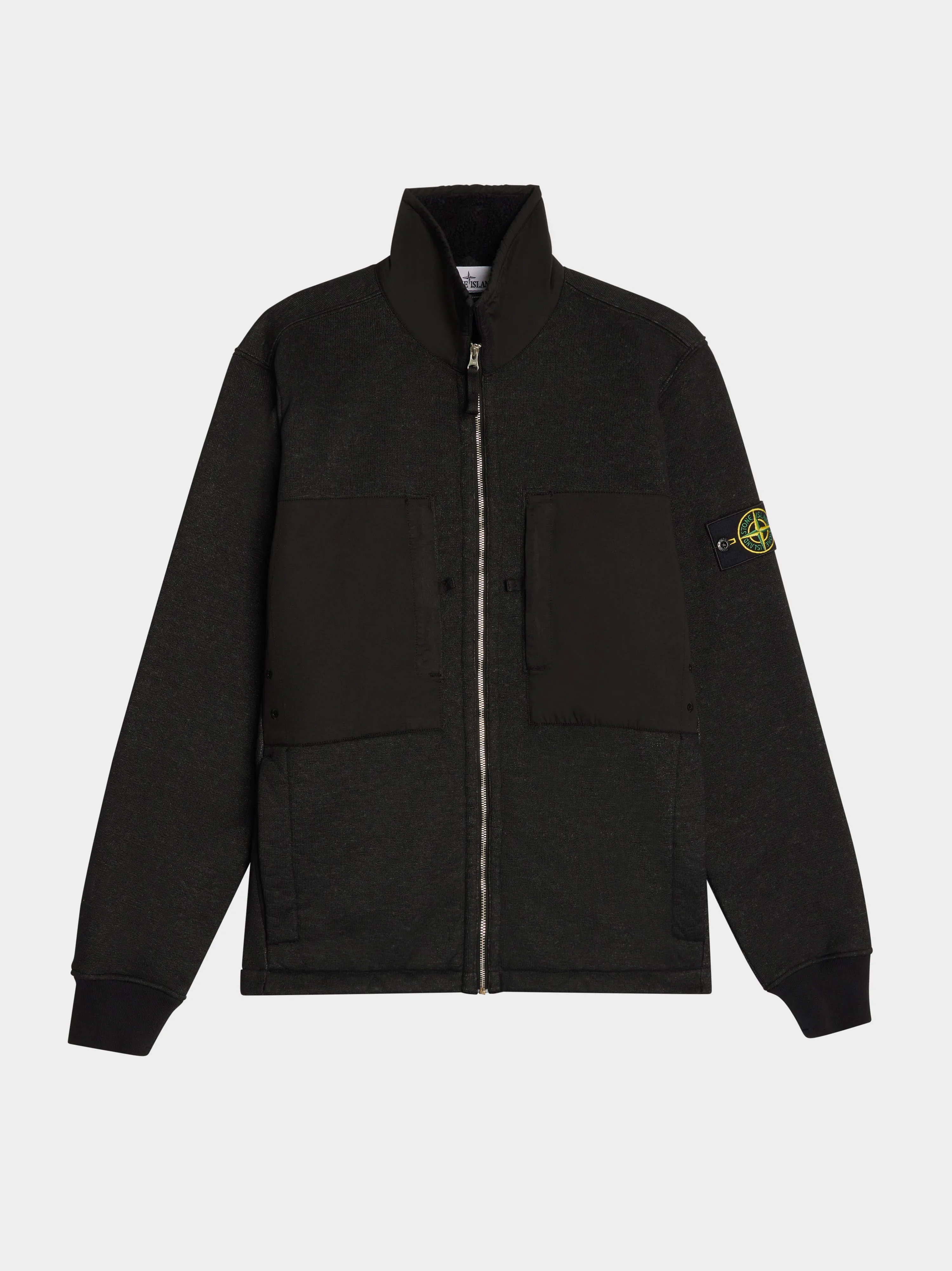 Cotton Terry Fleece Track Top, Black