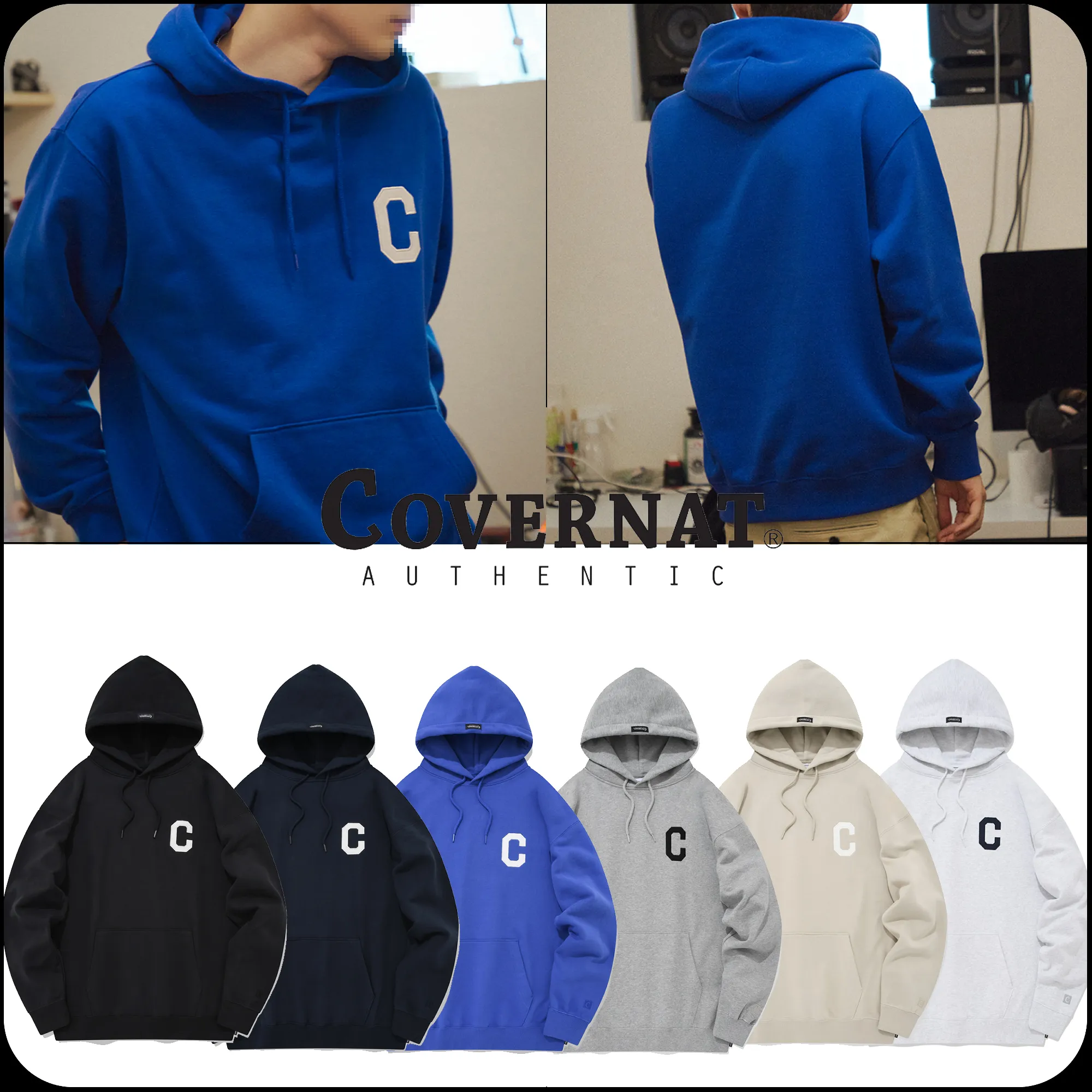 COVERNAT  |Unisex Street Style Long Sleeves Plain Cotton Logo Hoodies