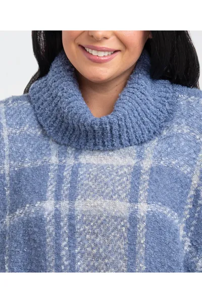 Cozy Plaid Cowl Neck Poncho In Assorted Colors