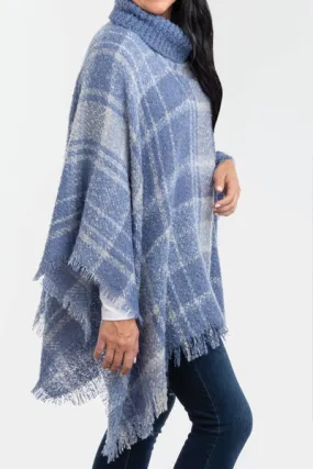 Cozy Plaid Cowl Neck Poncho In Assorted Colors