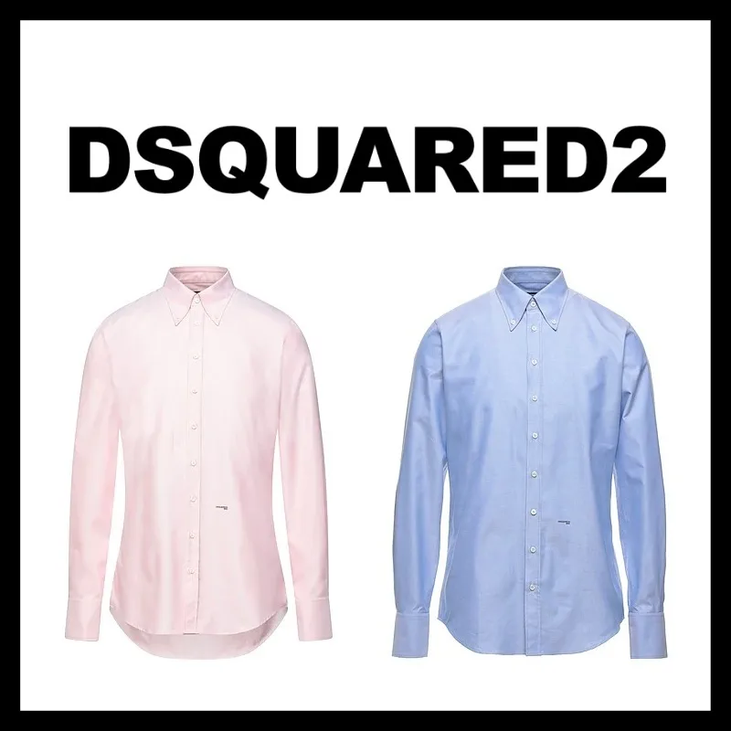 D SQUARED2  |Button-down Long Sleeves Plain Cotton Logo Luxury Shirts