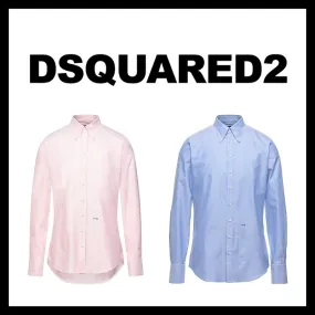 D SQUARED2  |Button-down Long Sleeves Plain Cotton Logo Luxury Shirts