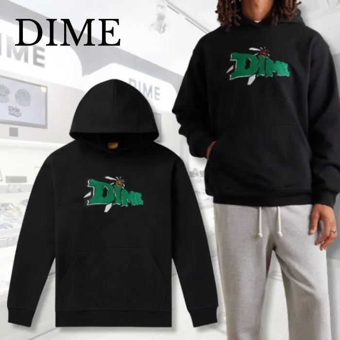 Dime  |Unisex Street Style Long Sleeves Plain Cotton Logo