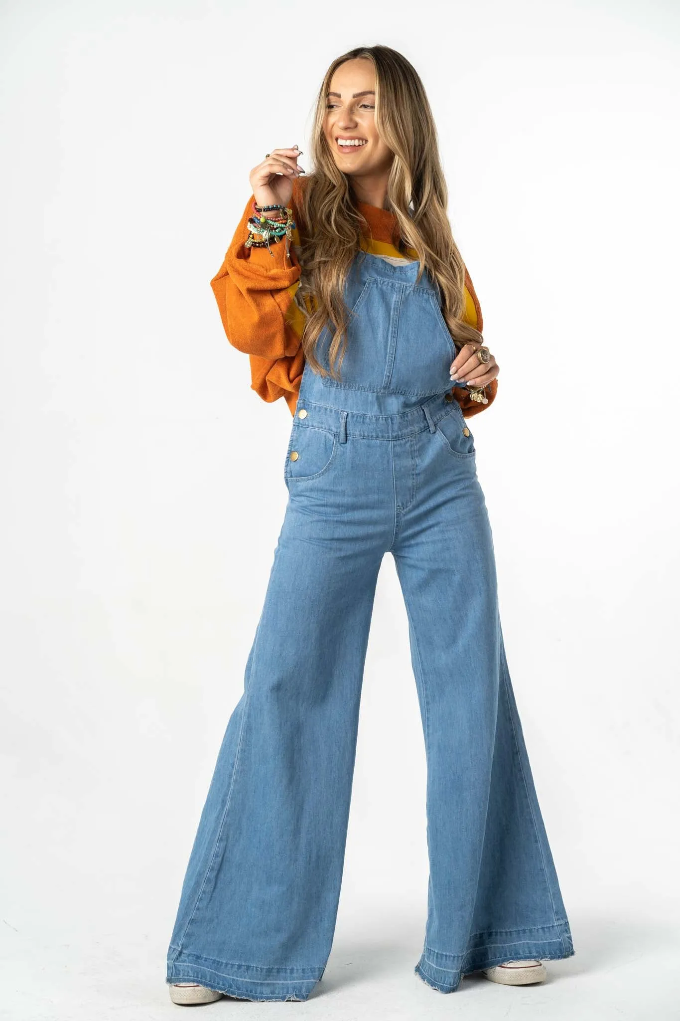 Donna Flared Overalls - Denim