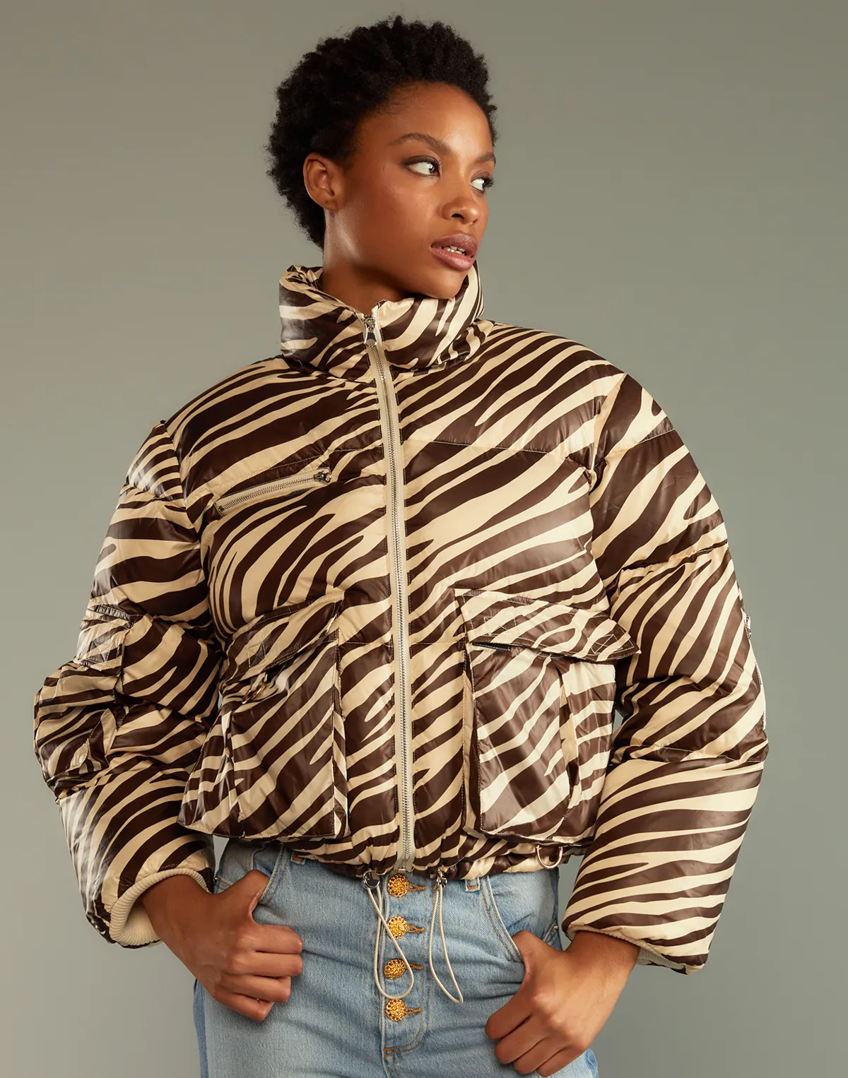 Down Puffer Jacket - Zebra