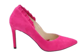 EMIS Pink suede Pointed Toe Shoe with frill