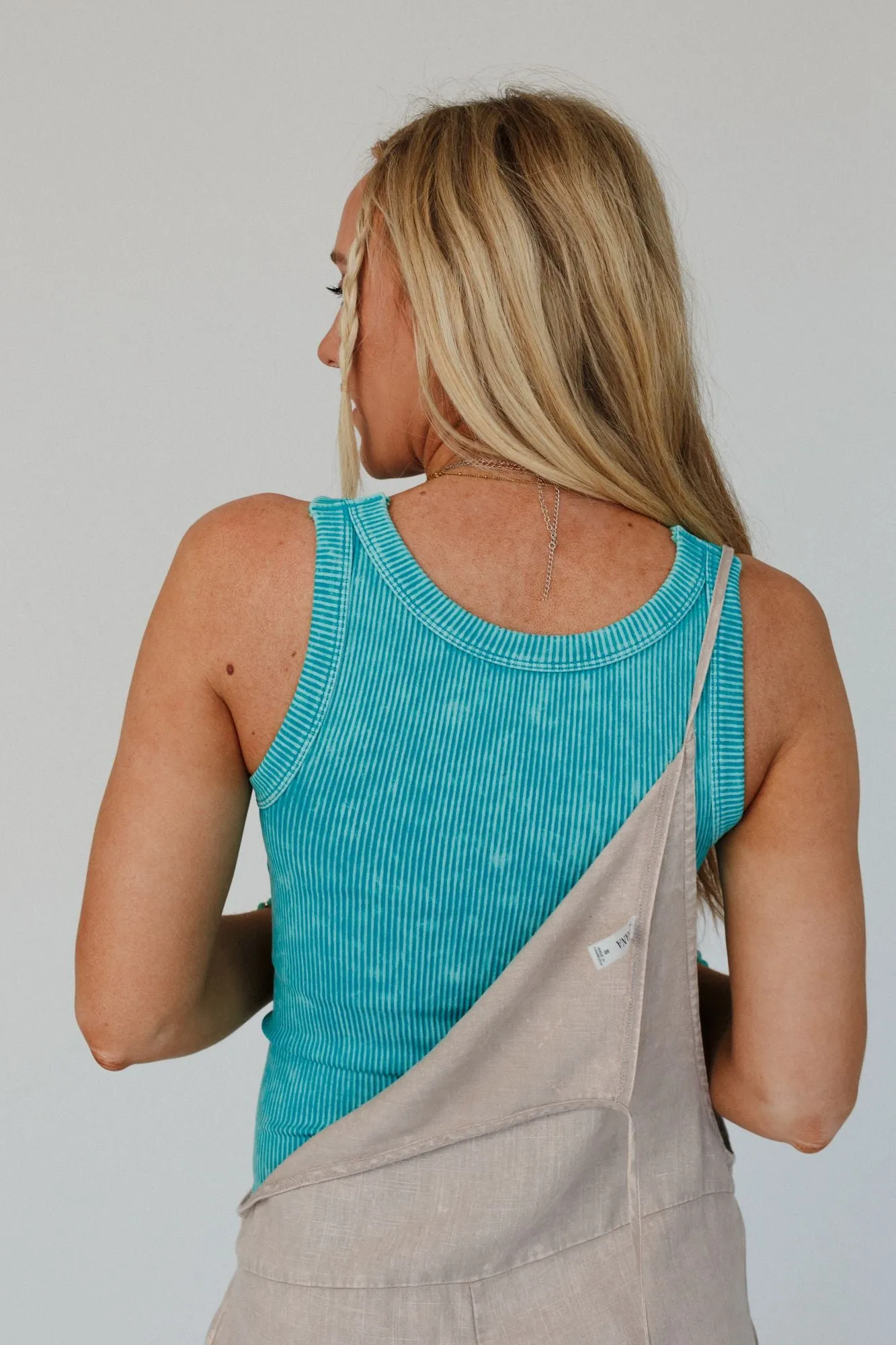 Emmie Ribbed Reversible Tank Top - Teal