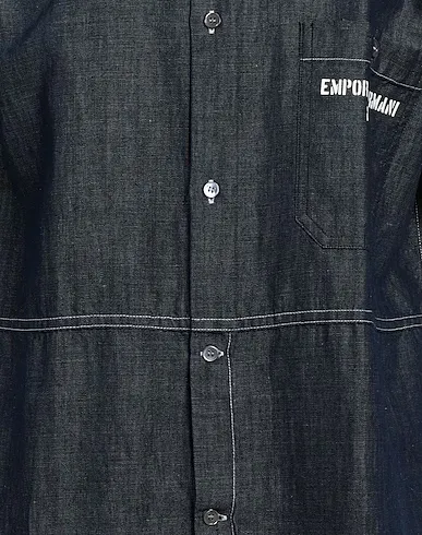 EMPORIO ARMANI  |Button-down Denim Short Sleeves Logo Shirts