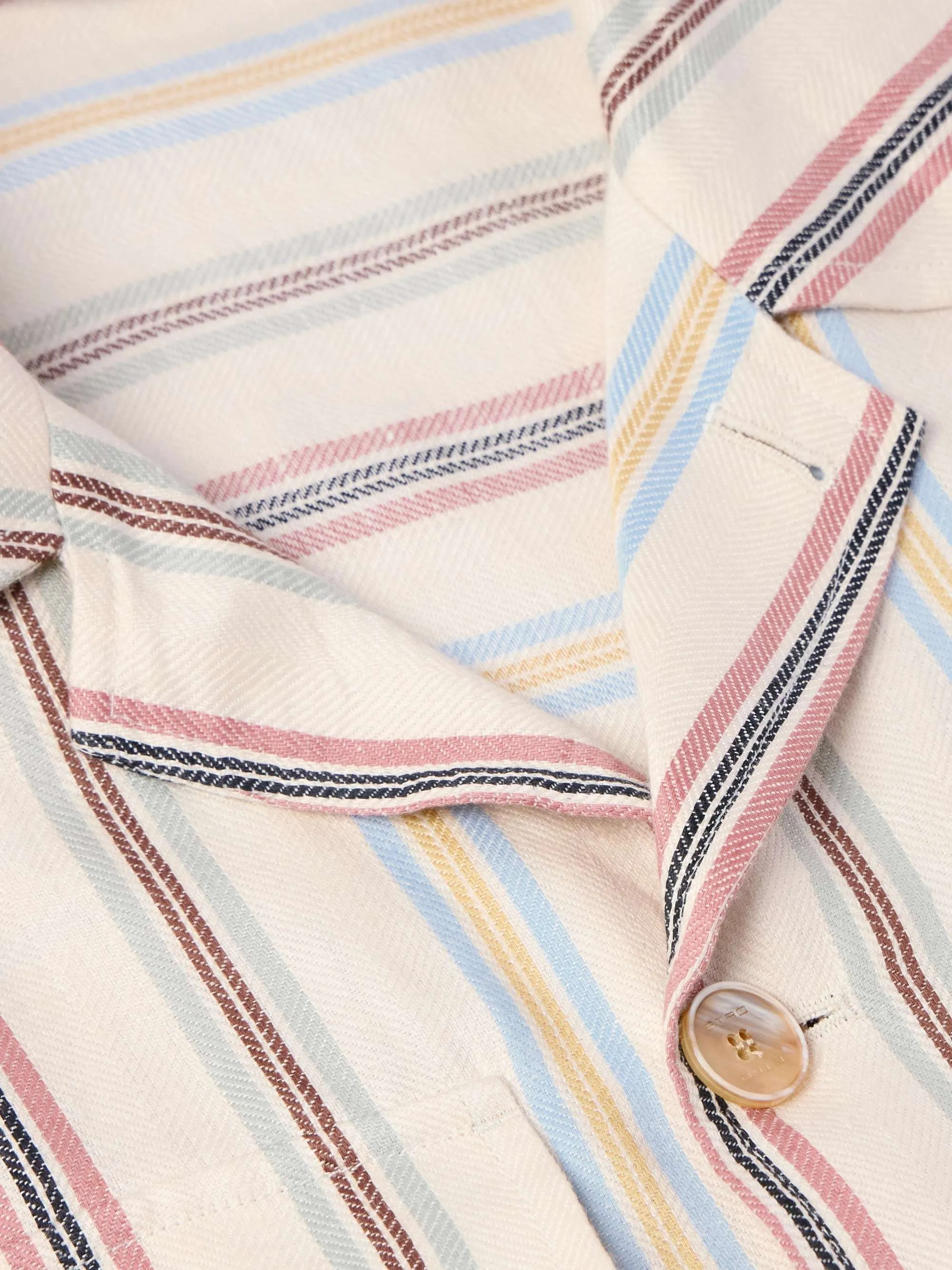 ETRO  |Button-down Stripes Unisex Linen Long Sleeves Oversized