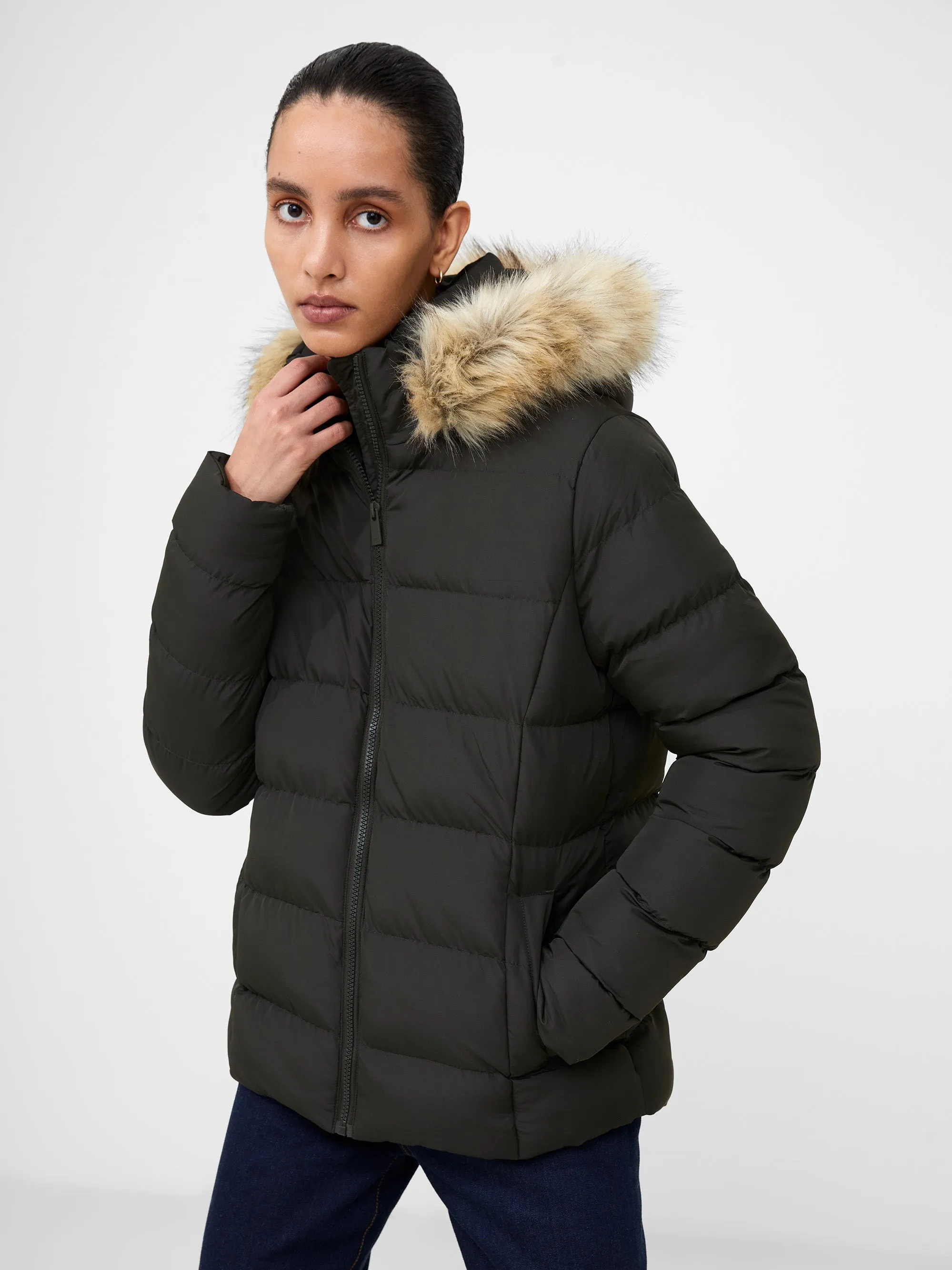 Faux Fur Hooded Puffer Coat