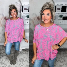 Feeling Free Tunic Top - Grey/Pink