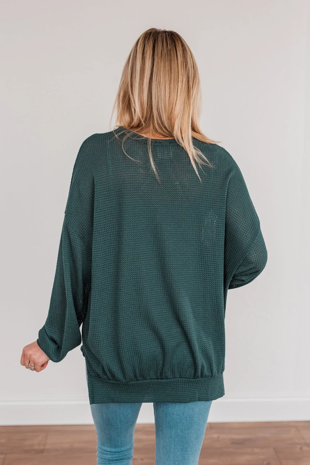 Fleeting Glances Knit Long Sleeve Top- Dark Teal