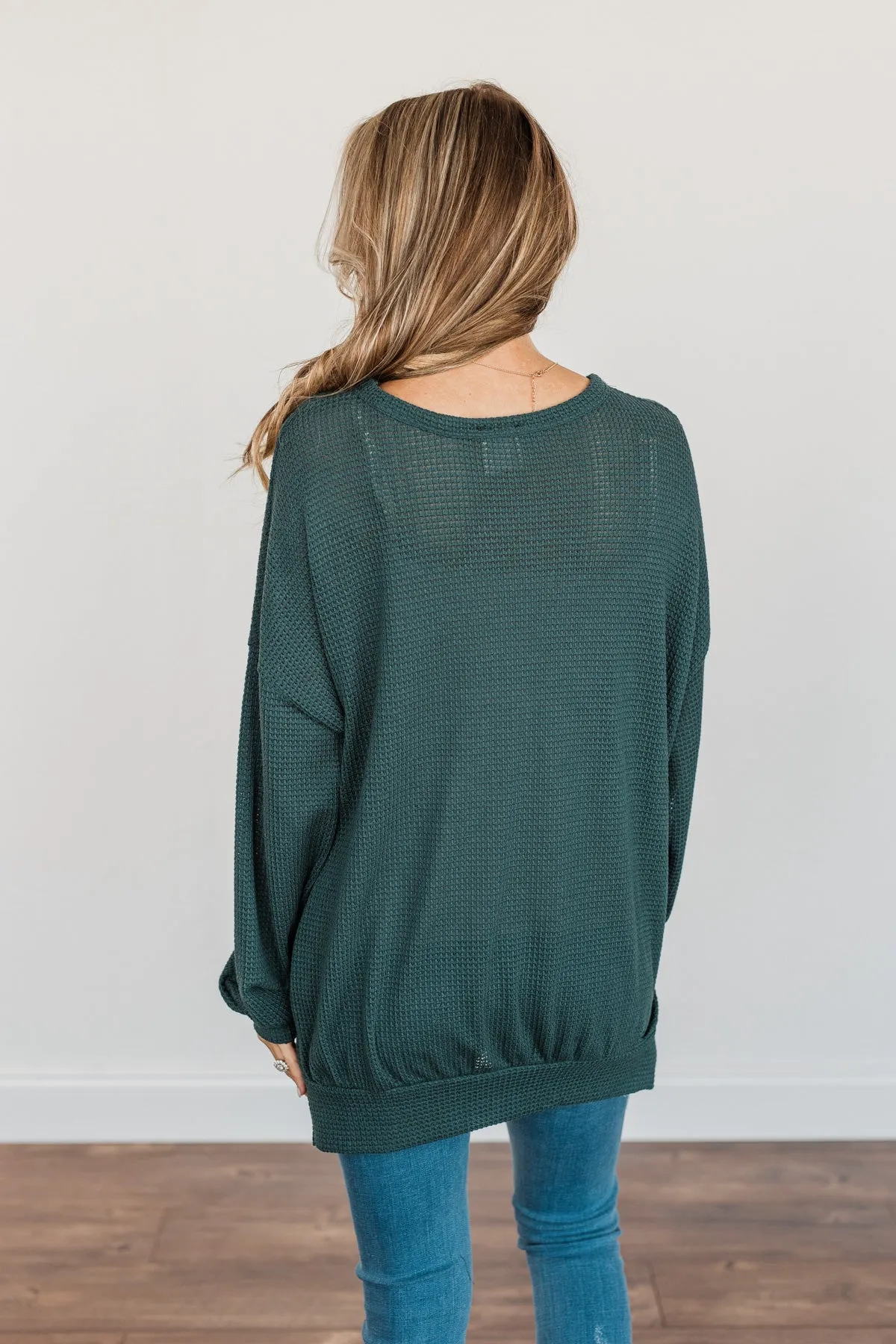 Fleeting Glances Knit Long Sleeve Top- Dark Teal