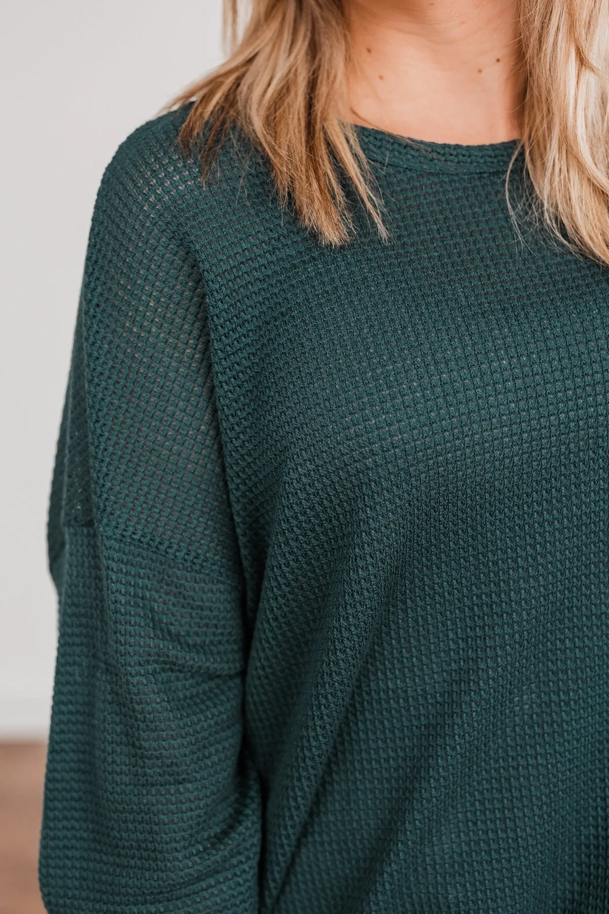 Fleeting Glances Knit Long Sleeve Top- Dark Teal