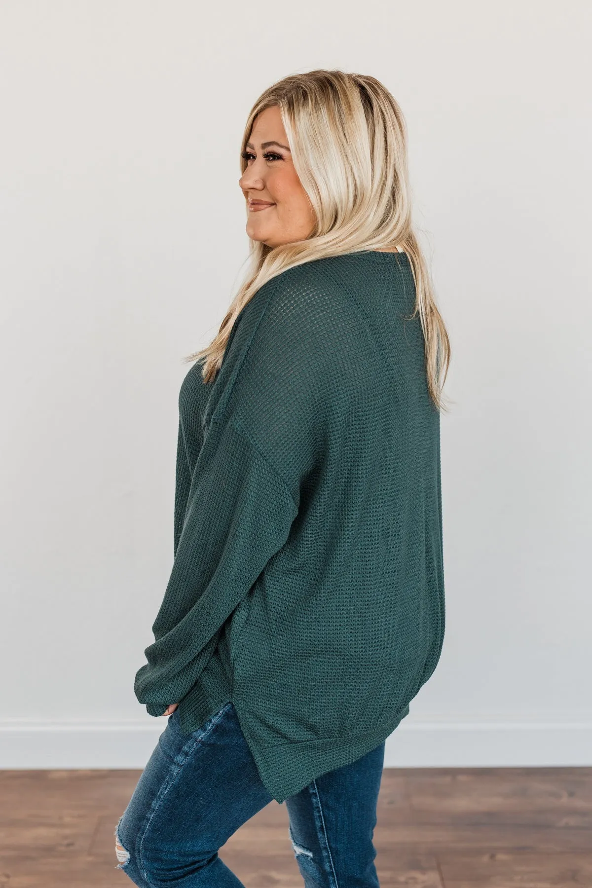 Fleeting Glances Knit Long Sleeve Top- Dark Teal