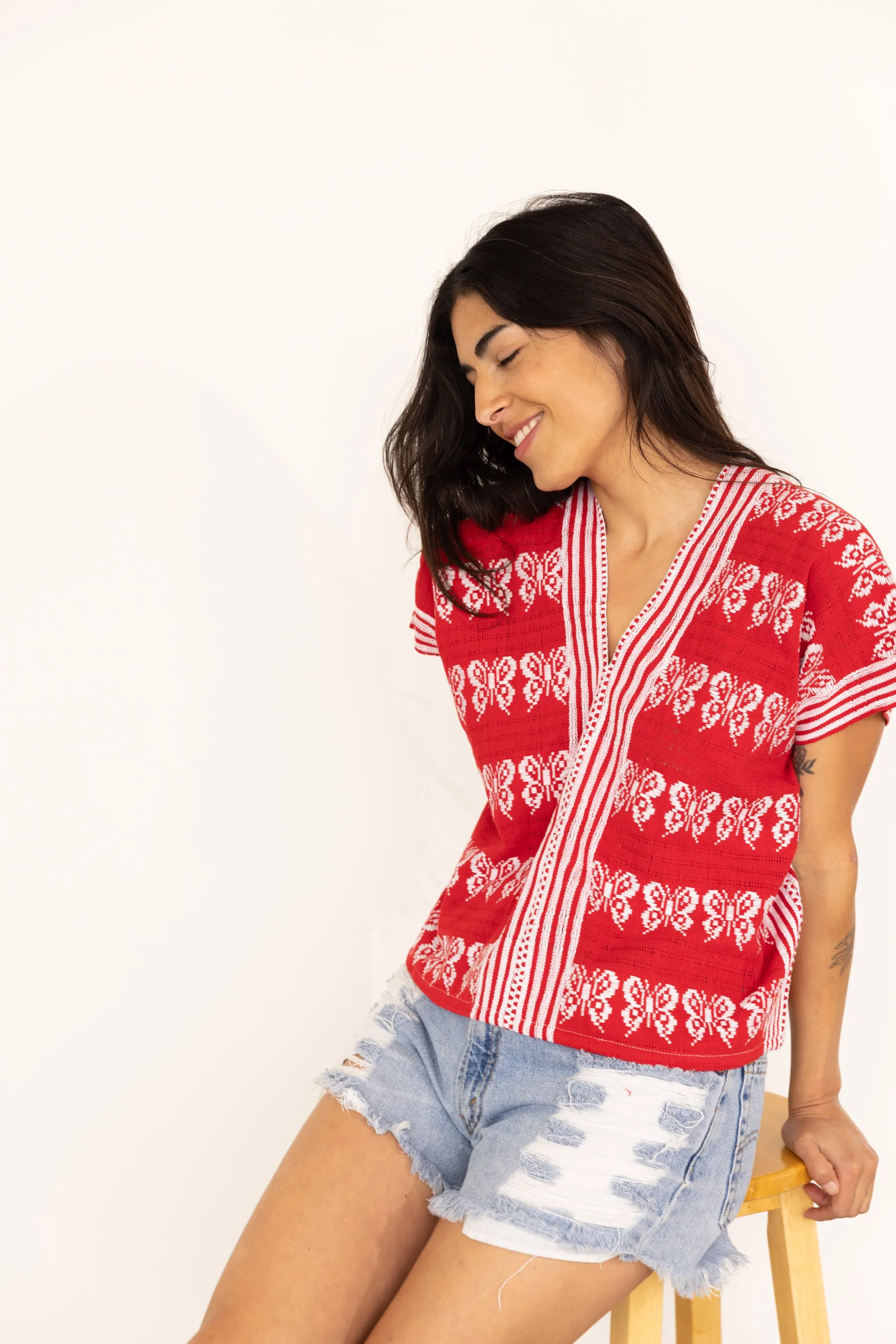 FRANCISCA V-NECK // RED + WHITE