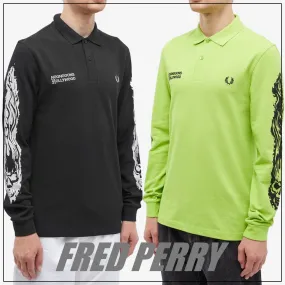 FRED PERRY  |Button-down Collaboration Long Sleeves Cotton Logo Polos