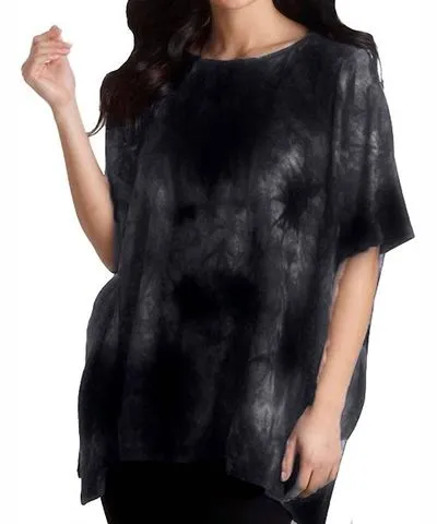 French Kyss Super Soft Tie Dye Poncho In Charcoal