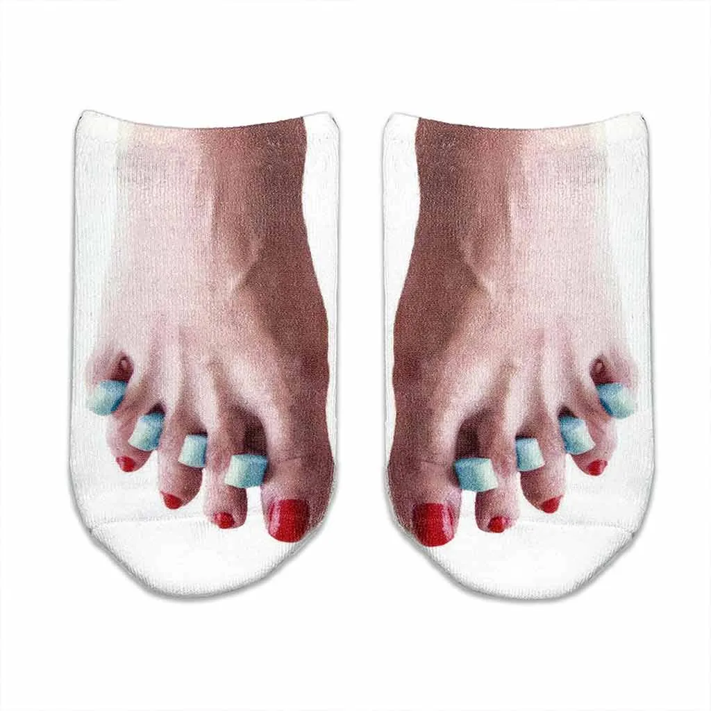 Funny Pedicure Feet Photo on Socks for Women