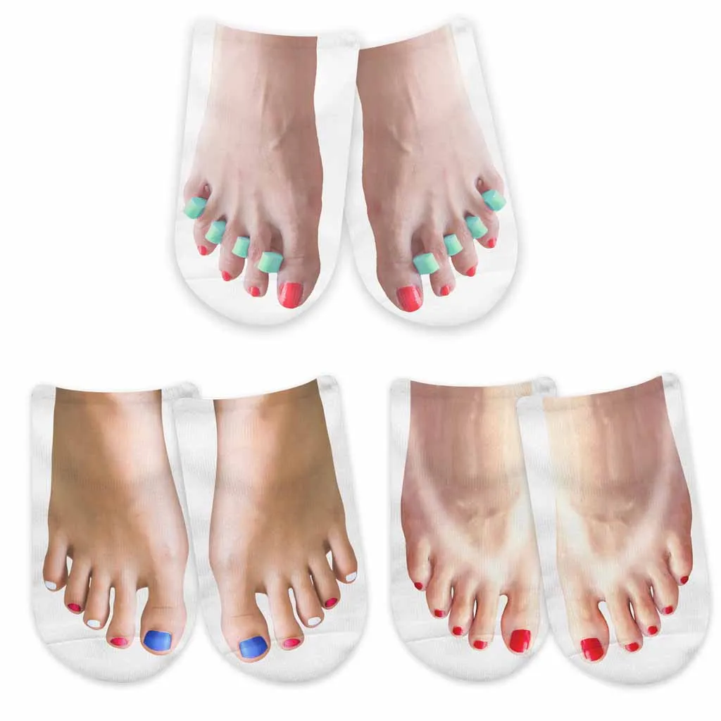 Funny Red, White, and Blue Feet Socks for Women