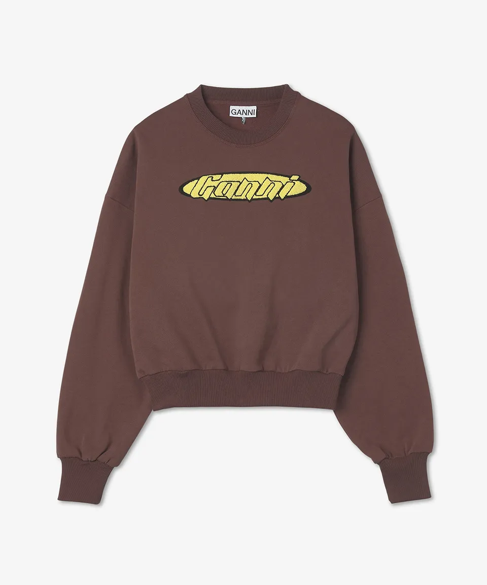 Ganni  |Crew Neck Street Style Long Sleeves Plain Cotton Logo